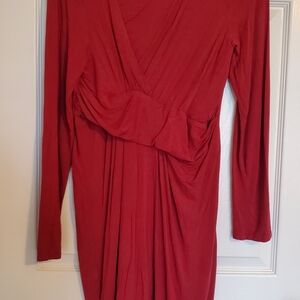 Motherhood Maternity Dark Red Long Sleeve Dress